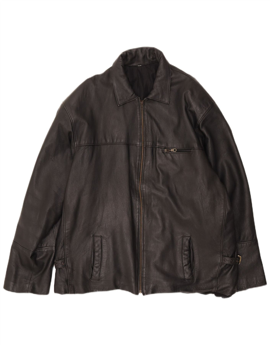 Jaqueta de couro masculina vintage UK 44 2XL preta