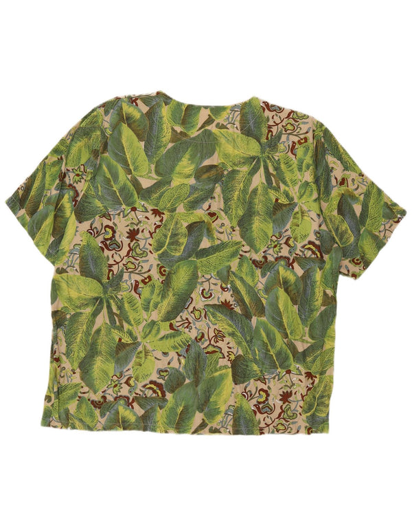 Blusa oversized feminina vintage UK 14 poliéster floral verde médio