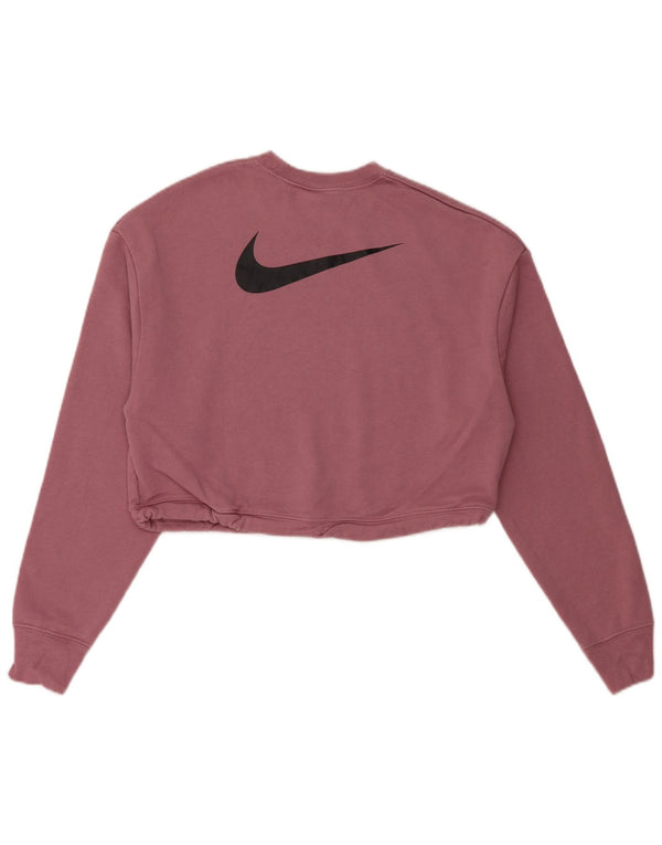 Nike Womens Crop Sweatshirt Jumper UK 10 Small Purple Cotton