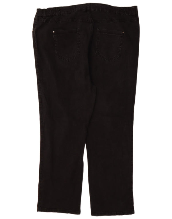M&Co Calça jeans reta feminina de cintura alta UK 26 5XL W40 L30 algodão preto