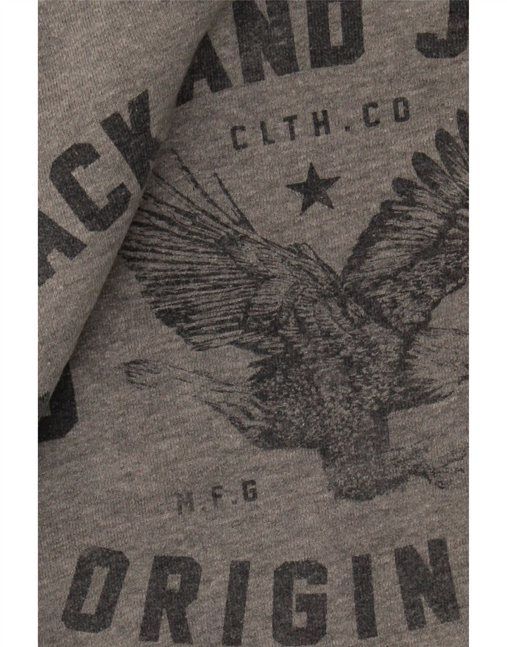 Jack & Jones moletom gráfico masculino jumper pequeno algodão cinza