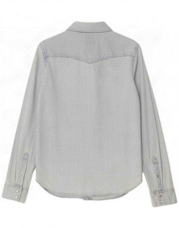 Camisa jeans feminina Levi's Classic Fit UK 14 algodão azul médio