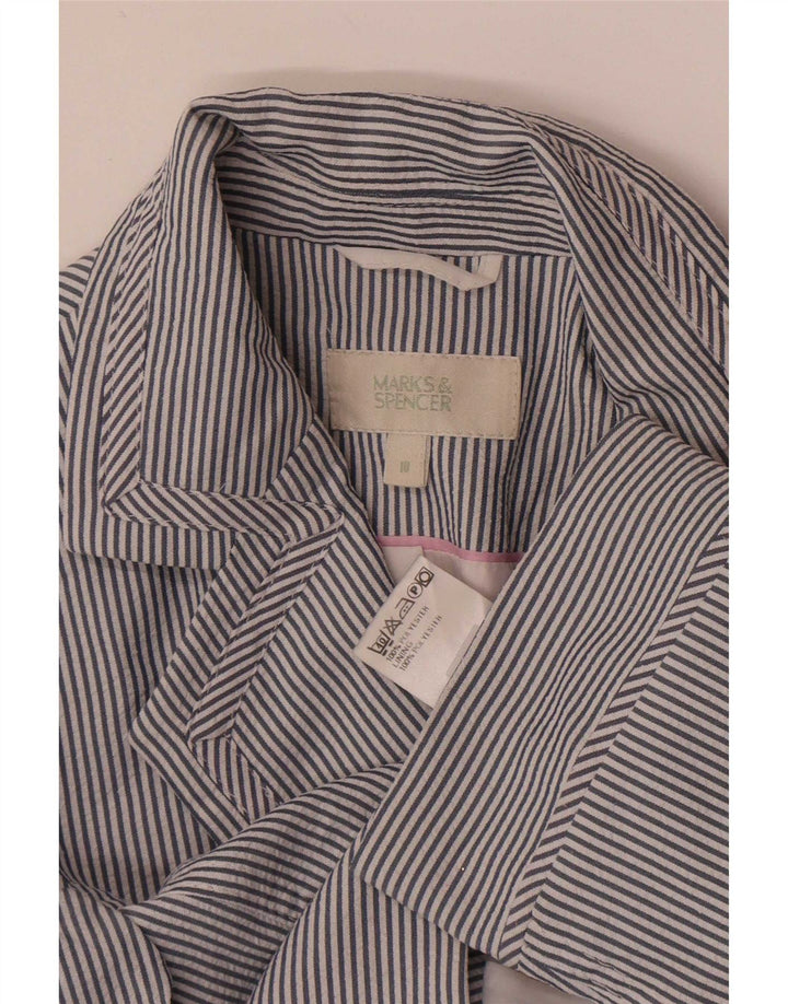 Jaqueta blazer feminina Marks & Spencer com 1 botão Reino Unido 10 listras azuis pequenas