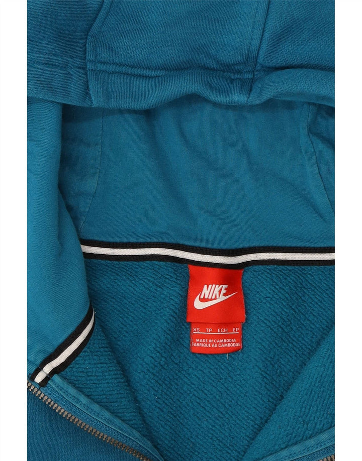 NIKE Womens Oversized Zip Hoodie Sweater UK 6 XS Blue Cotton Vintage Nike and Second-Hand Nike from Messina Hembry 