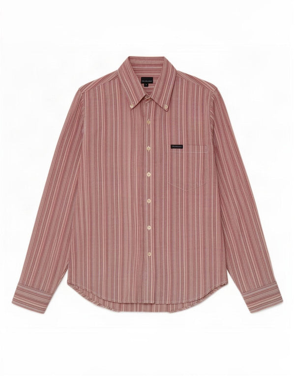 Camisa masculina Calvin Klein Jeans pequena listrada multicolorida de algodão