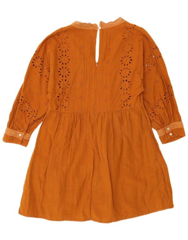 Macacão feminino Zara manga 3/4 vestido evasê UK 6 XS laranja floral