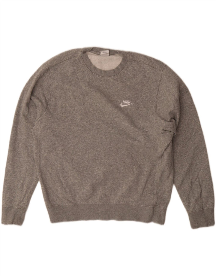 Moletom feminino oversized Nike UK 14 algodão manchado cinza médio