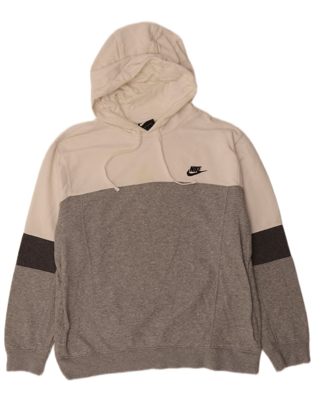 NIKE Mens Hoodie Jumper Grande Cinza Colourblock Algodão