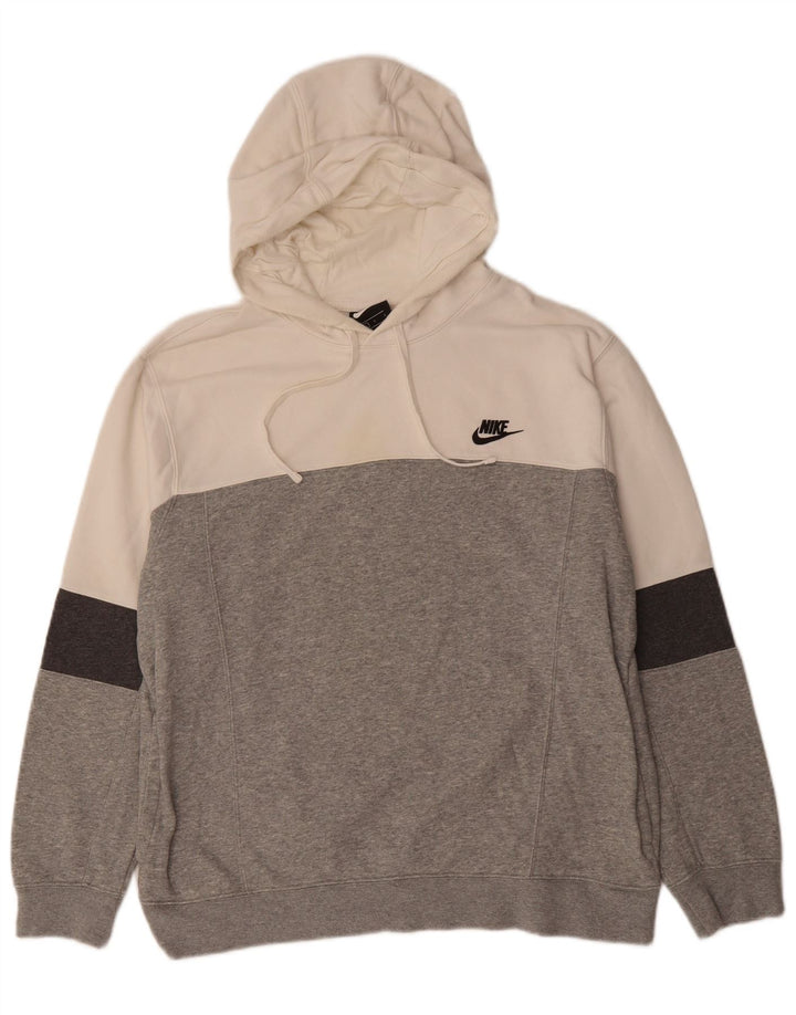 NIKE Mens Hoodie Jumper Grande Cinza Colourblock Algodão