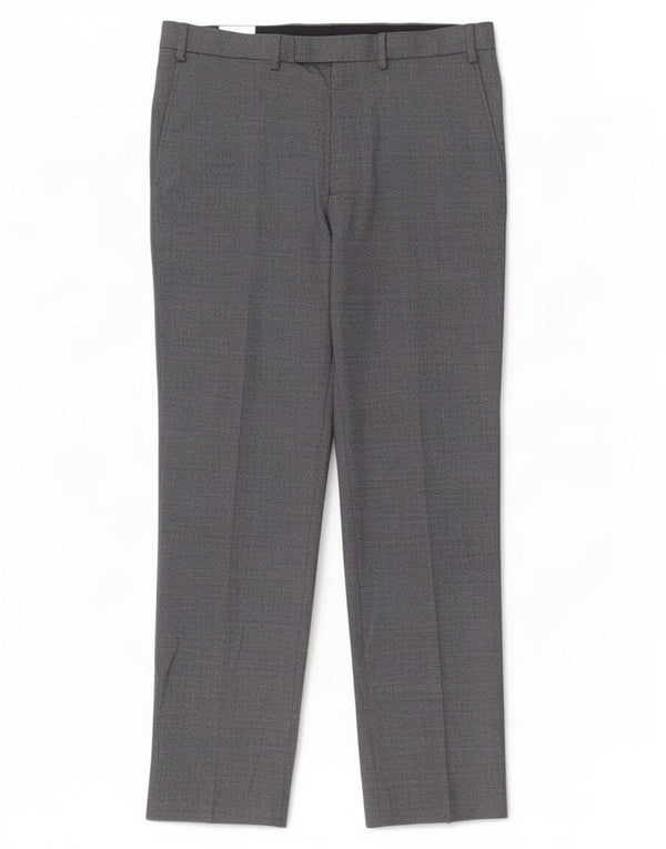 Calça masculina de terno cônico Marks & Spencer W36 L31 azul marinho poliéster