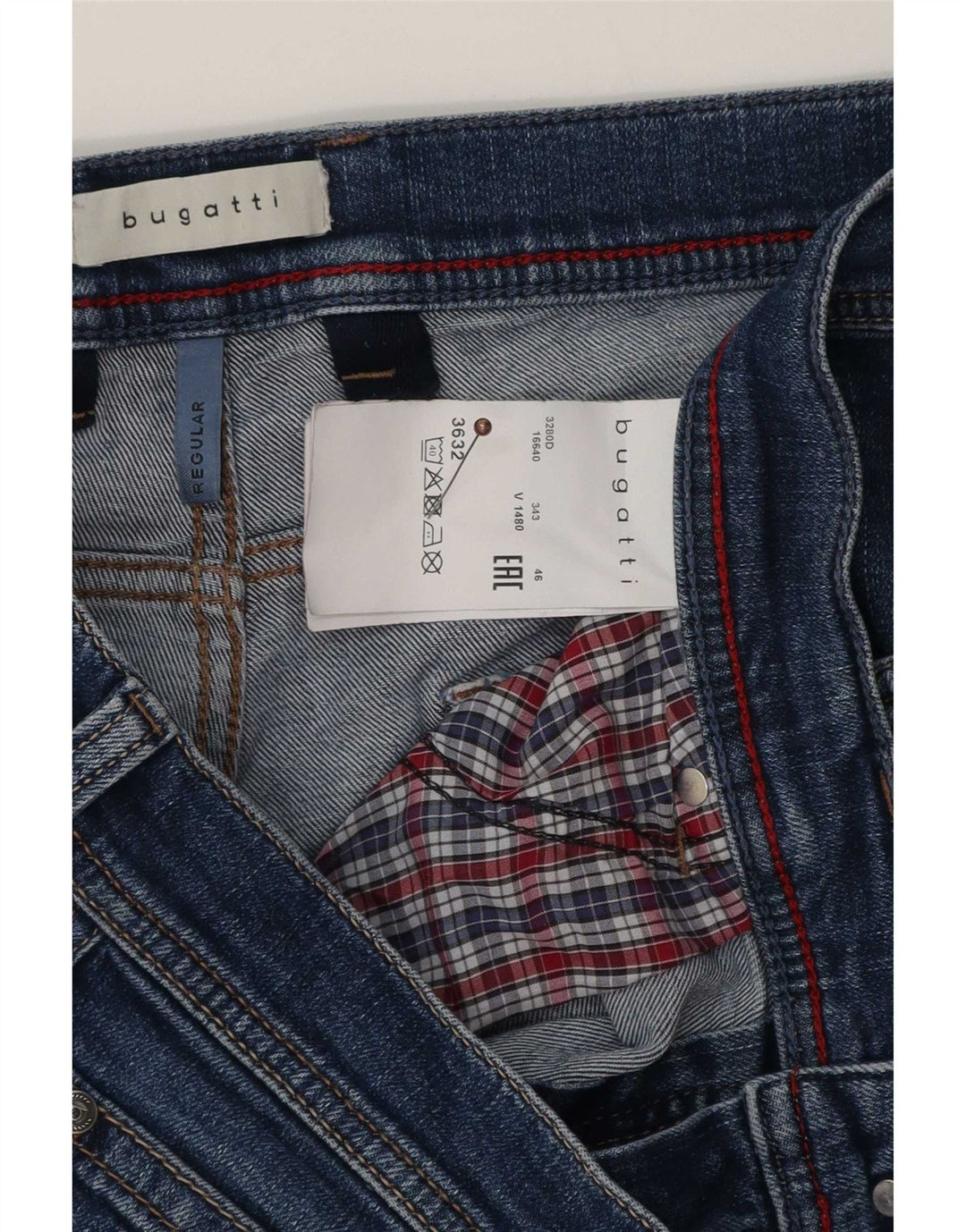 Bugatti Masculino Regular Straight Jeans W36 L32 Azul Algodão