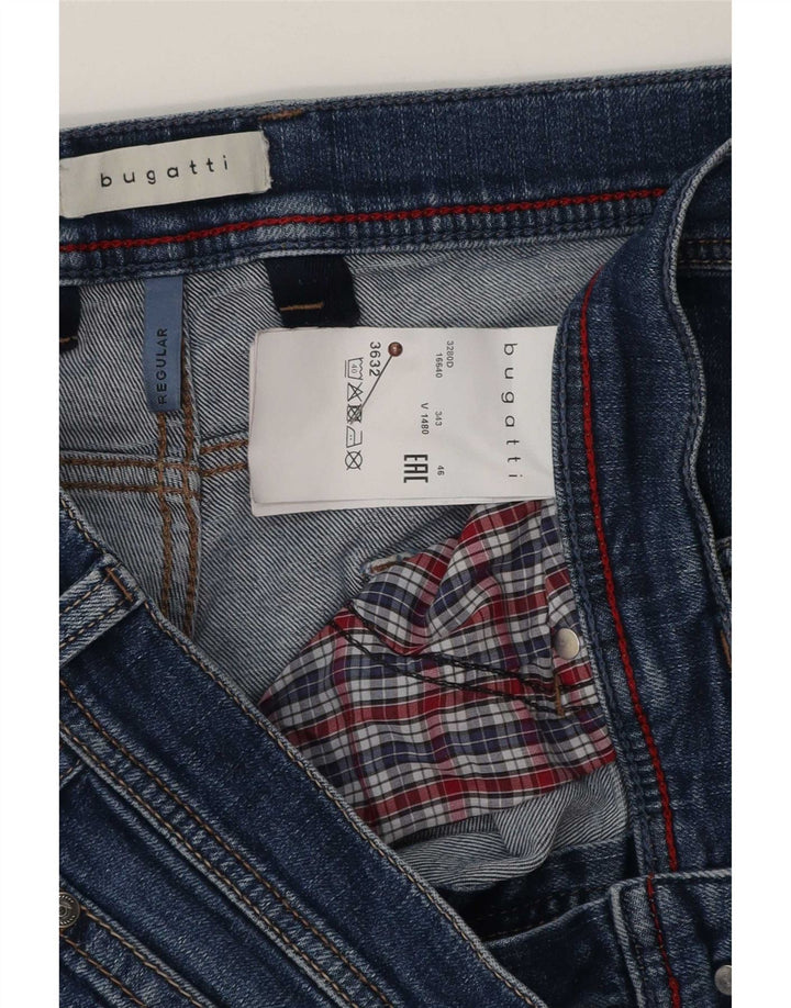Bugatti Masculino Regular Straight Jeans W36 L32 Azul Algodão
