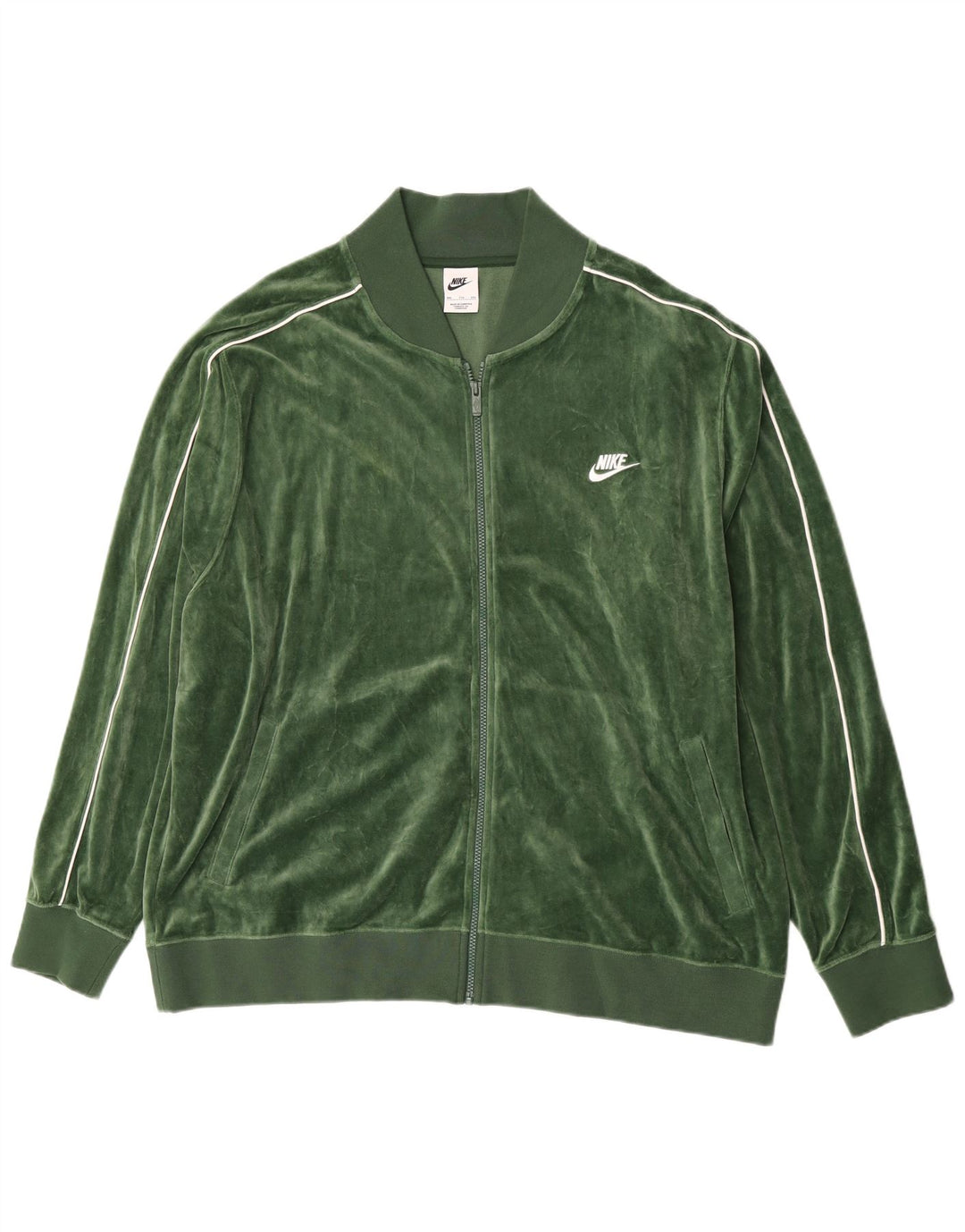 Nike Mens Velour Tracksuit Top Jacket 2XL Algodão Verde