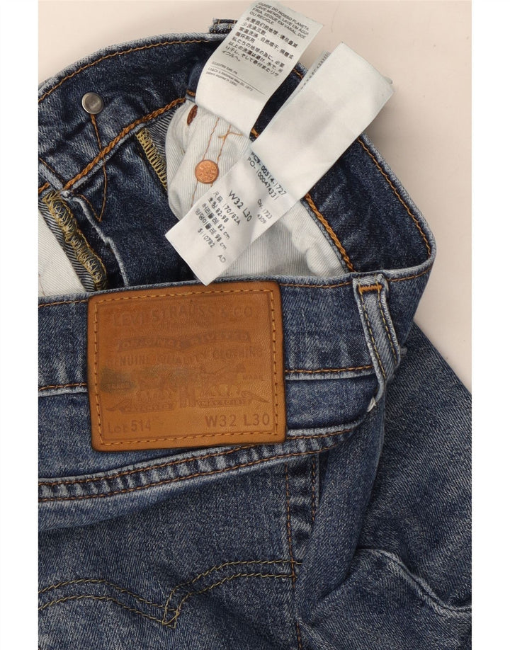 Levi's Masculino 514 Distressed Straight Jeans W32 L30 Azul Algodão
