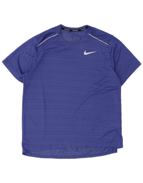 Camiseta masculina Nike Dri Fit Top XL poliéster listrado azul