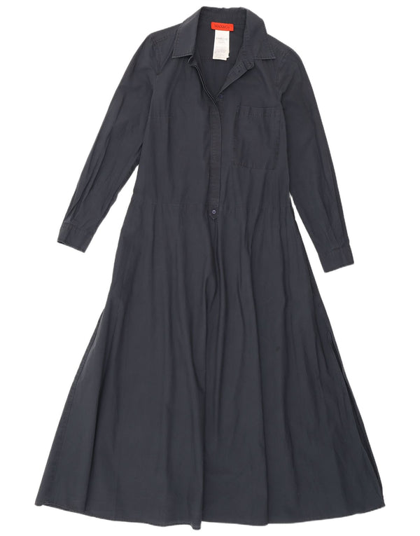 Max & Co. Womens Maxi Long Sleeve Shirt Dress UK 8 Small Navy Blue