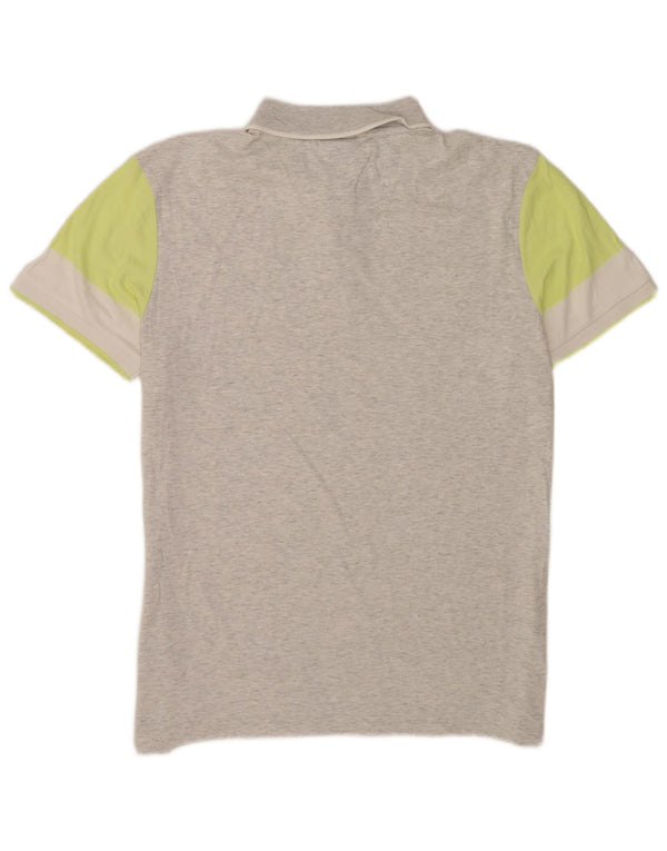 Camisa polo masculina Hugo Boss Regular Fit grande algodão colorblock cinza