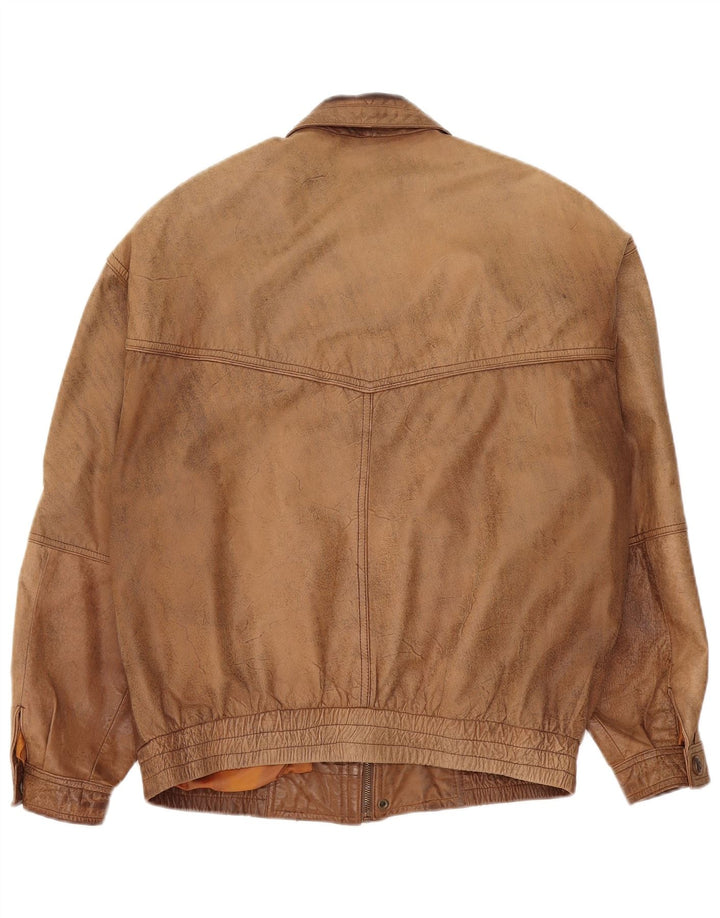 Jaqueta de couro masculina Paul Smith IT 52 XL couro marrom