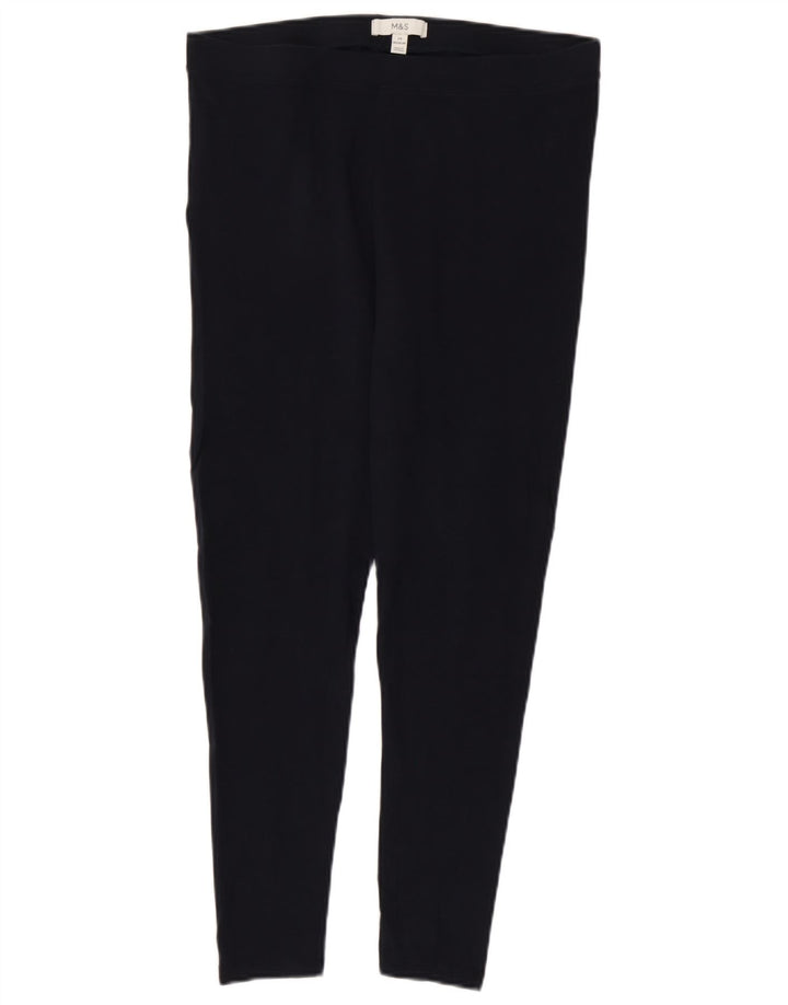Leggings femininas Marks & Spencer Reino Unido 14 grande algodão azul marinho