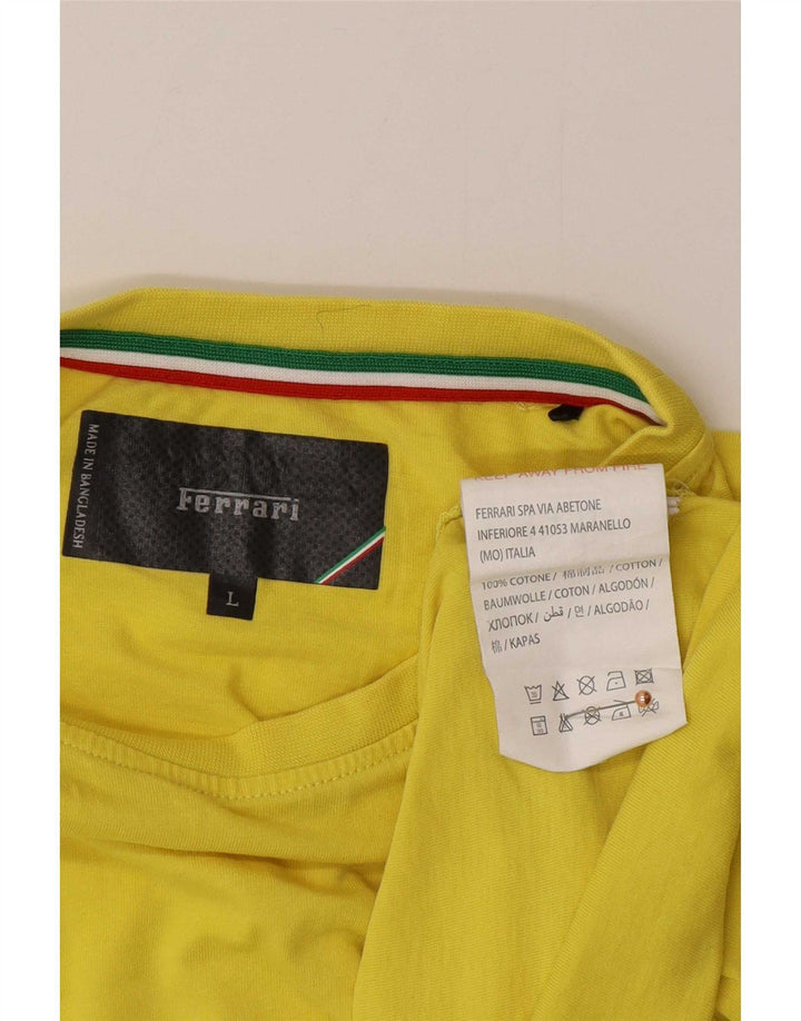Camiseta masculina Ferrari grande algodão amarelo