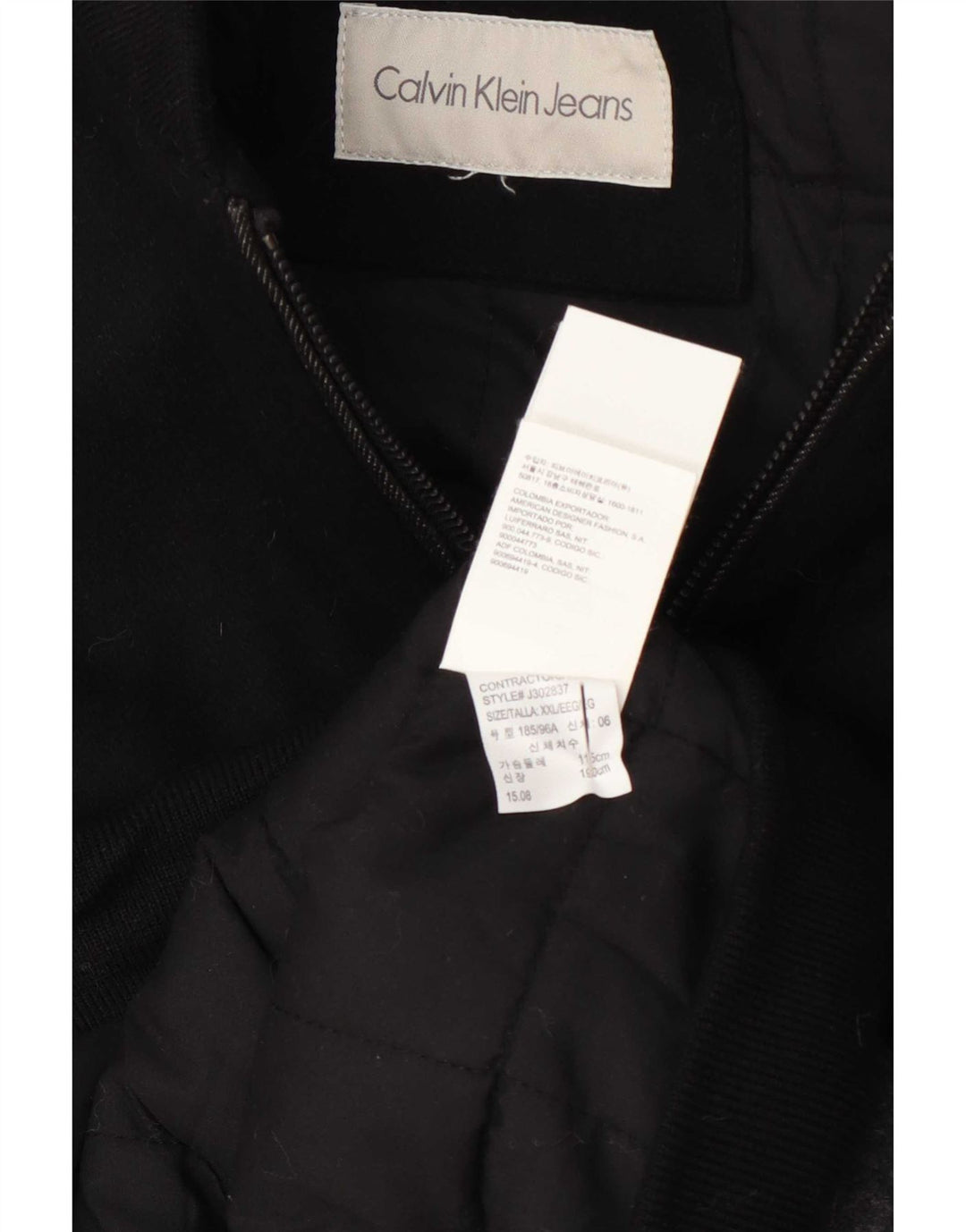 Jaqueta bomber masculina Calvin Klein Reino Unido 44 2XL lã colorblock preta