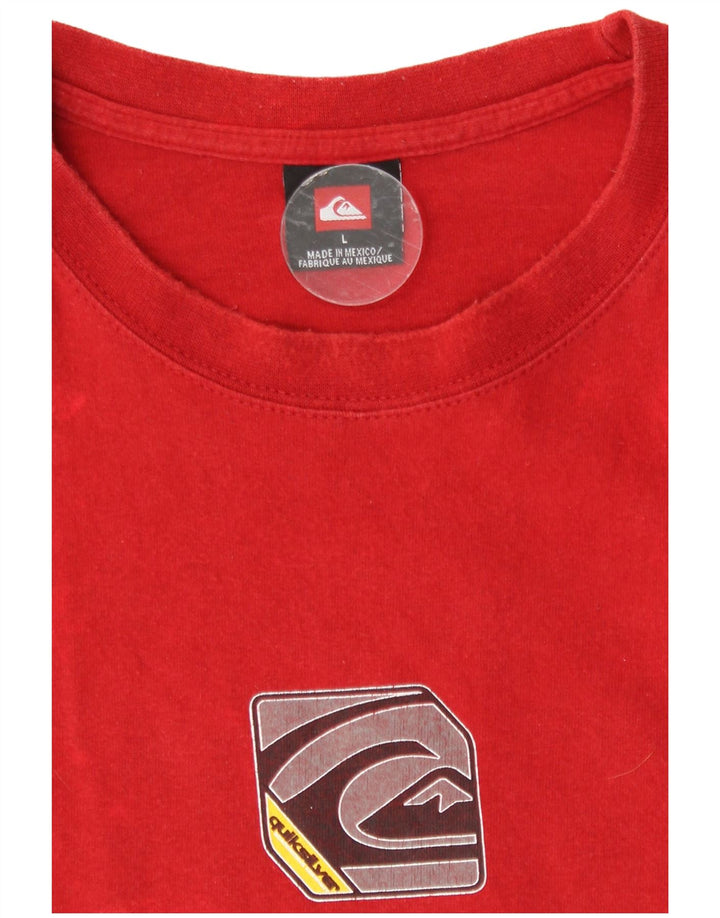 Camiseta masculina Quiksilver com estampa gráfica grande de algodão vermelho