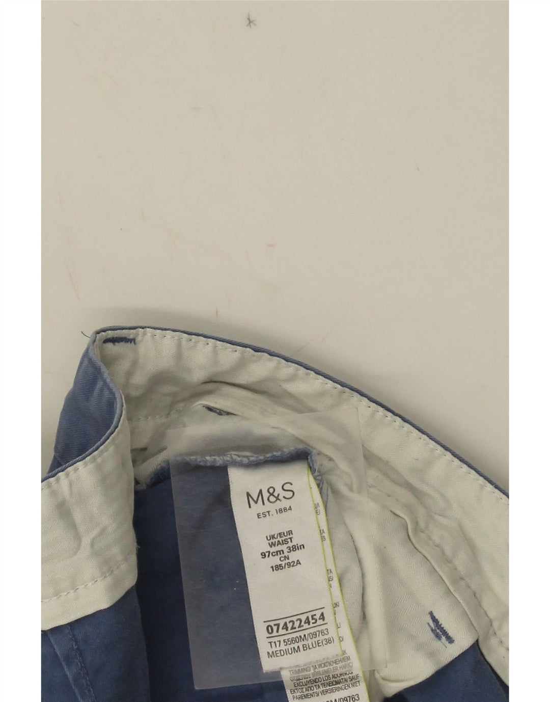 Shorts chino masculino Marks & Spencer W38 XL algodão azul