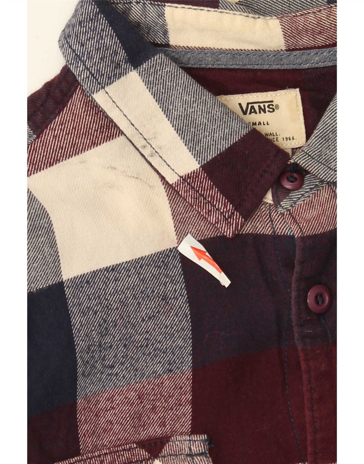 Vans Camisa masculina de flanela pequena xadrez multicolorida de algodão