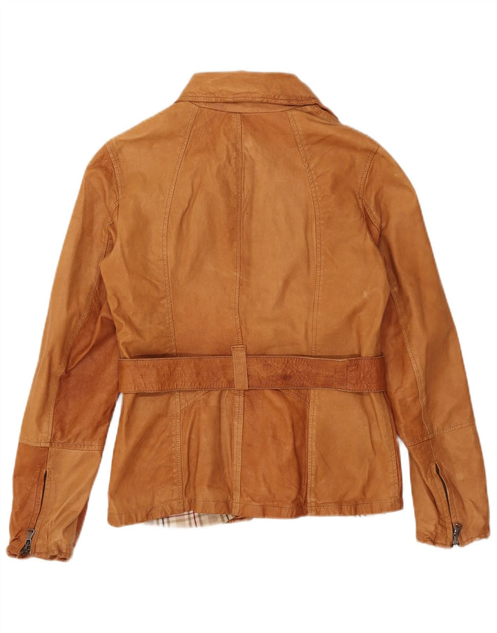Jaqueta de couro feminina vintage IT 46 grande couro marrom