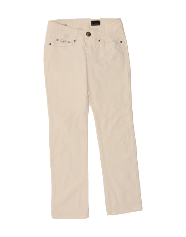 Calça jeans feminina CALVIN KLEIN cintura baixa reta W28 L29 branca
