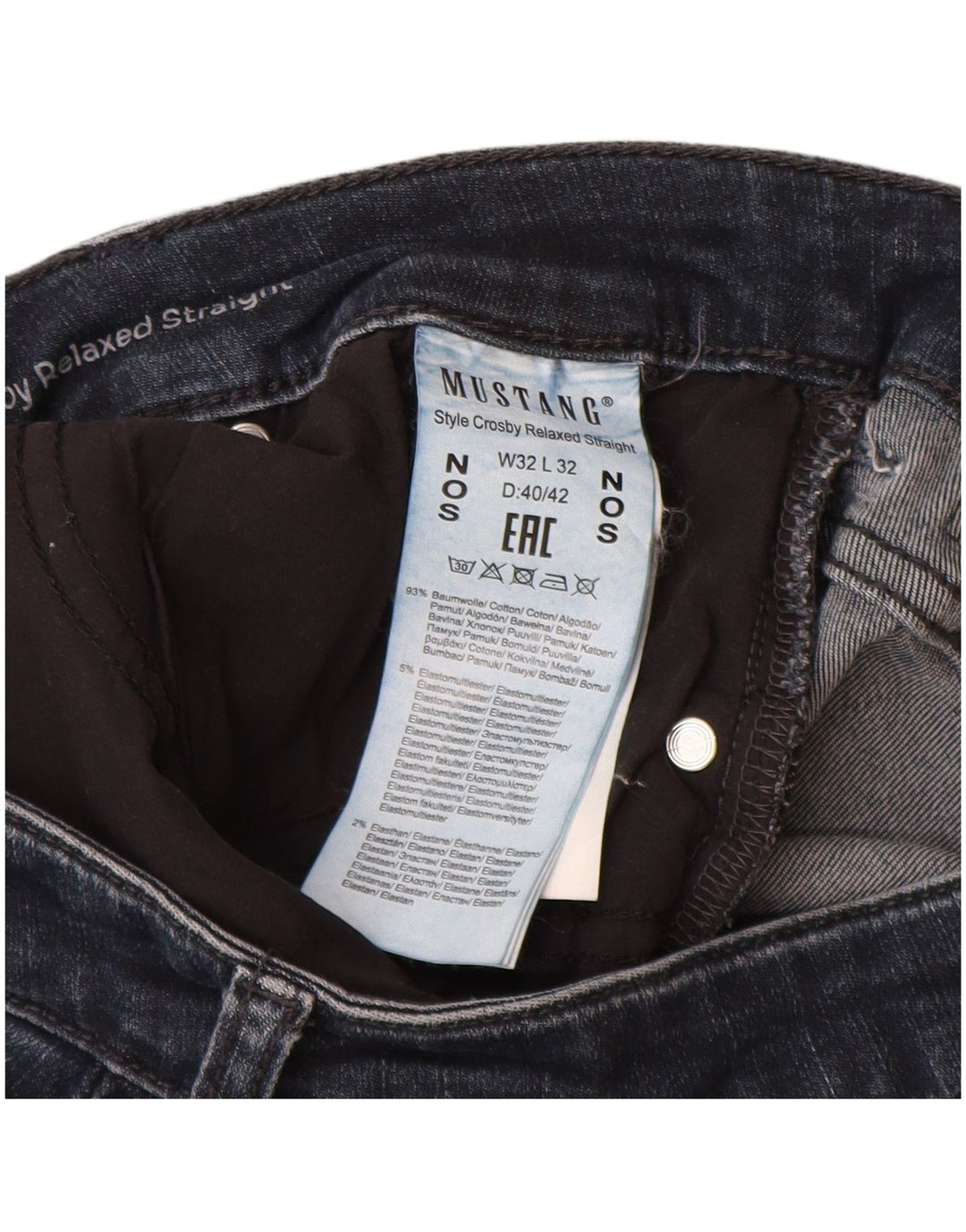 Calça jeans feminina MUSTANG com ajuste relaxado e reto W32 L32 algodão azul marinho