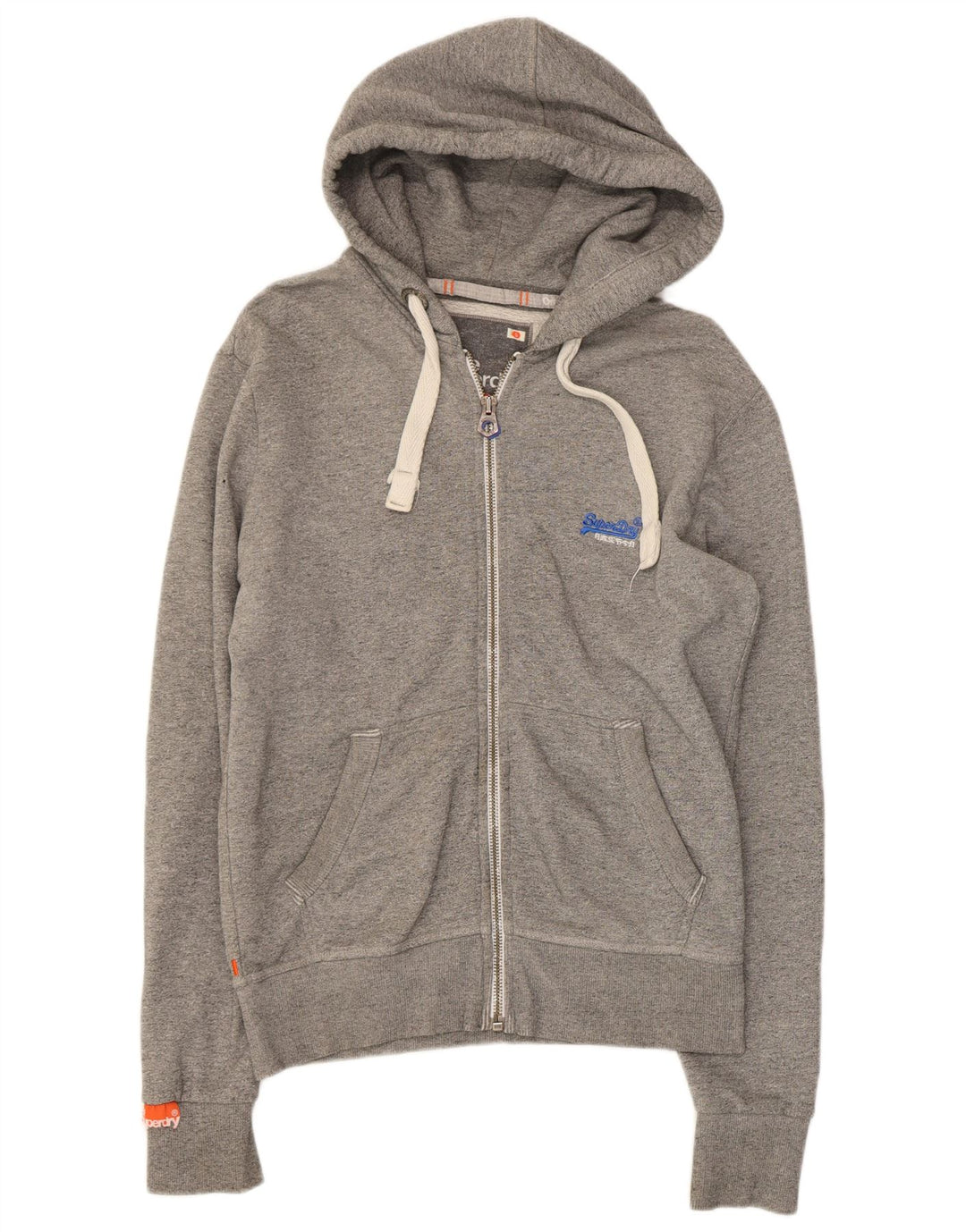 Suéter masculino SUPERDRY com capuz e zíper pequeno algodão cinza