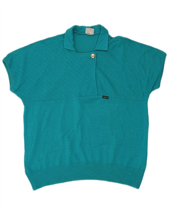 Suéter feminino Almira manga curta com gola polo IT 44 azul médio