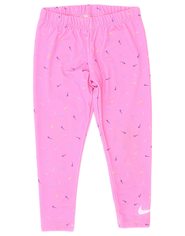 Leggings Nike Dri Fit Graphic para meninas 3-4 anos XS rosa poliéster