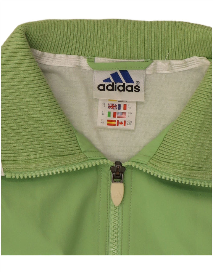Adidas Womens Tracksuit Top Jacket UK 14 Grande Verde Poliéster