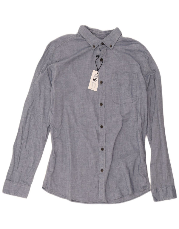 Camisa masculina de flanela Jack & Jones grande algodão espinha de peixe azul