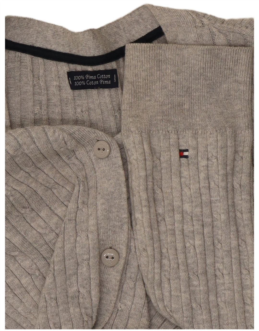 Suéter cardigã feminino TOMMY HILFIGER Reino Unido 12 algodão cinza médio