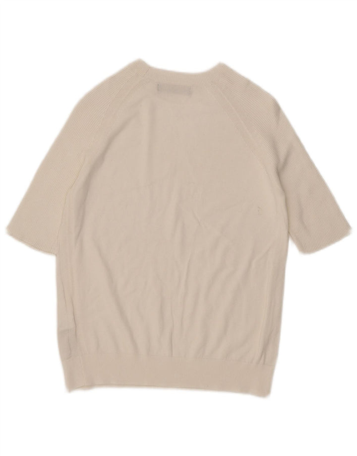 Suéter feminino Marks & Spencer com gola canoa Reino Unido 10 pequeno branco