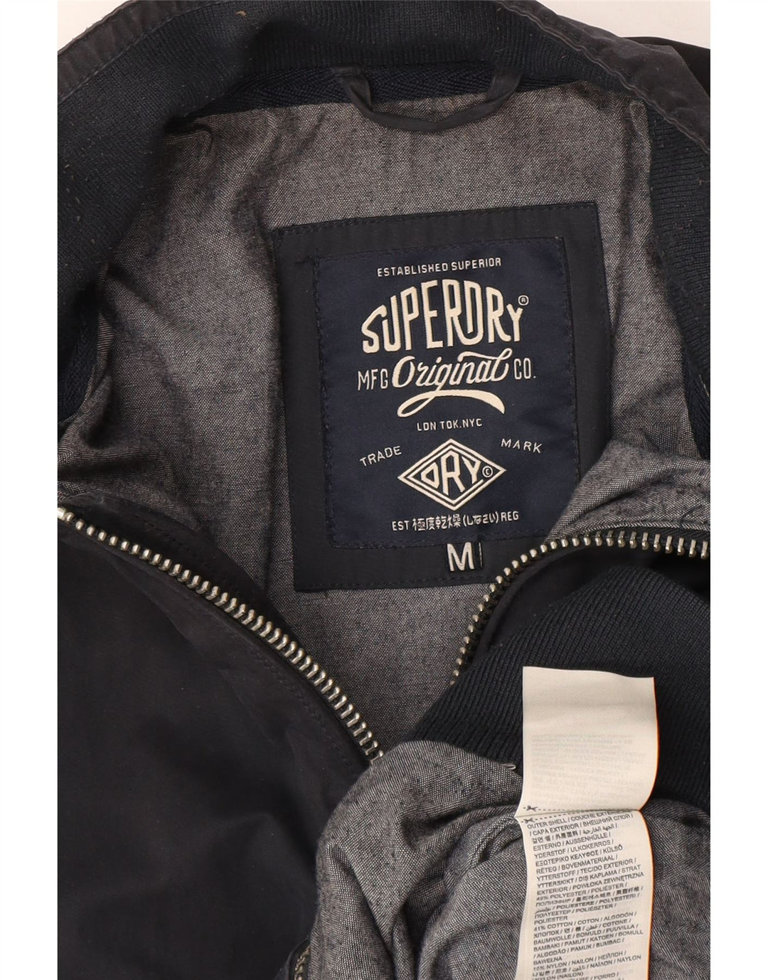 Jaqueta bomber masculina Superdry UK 38 poliéster azul marinho médio