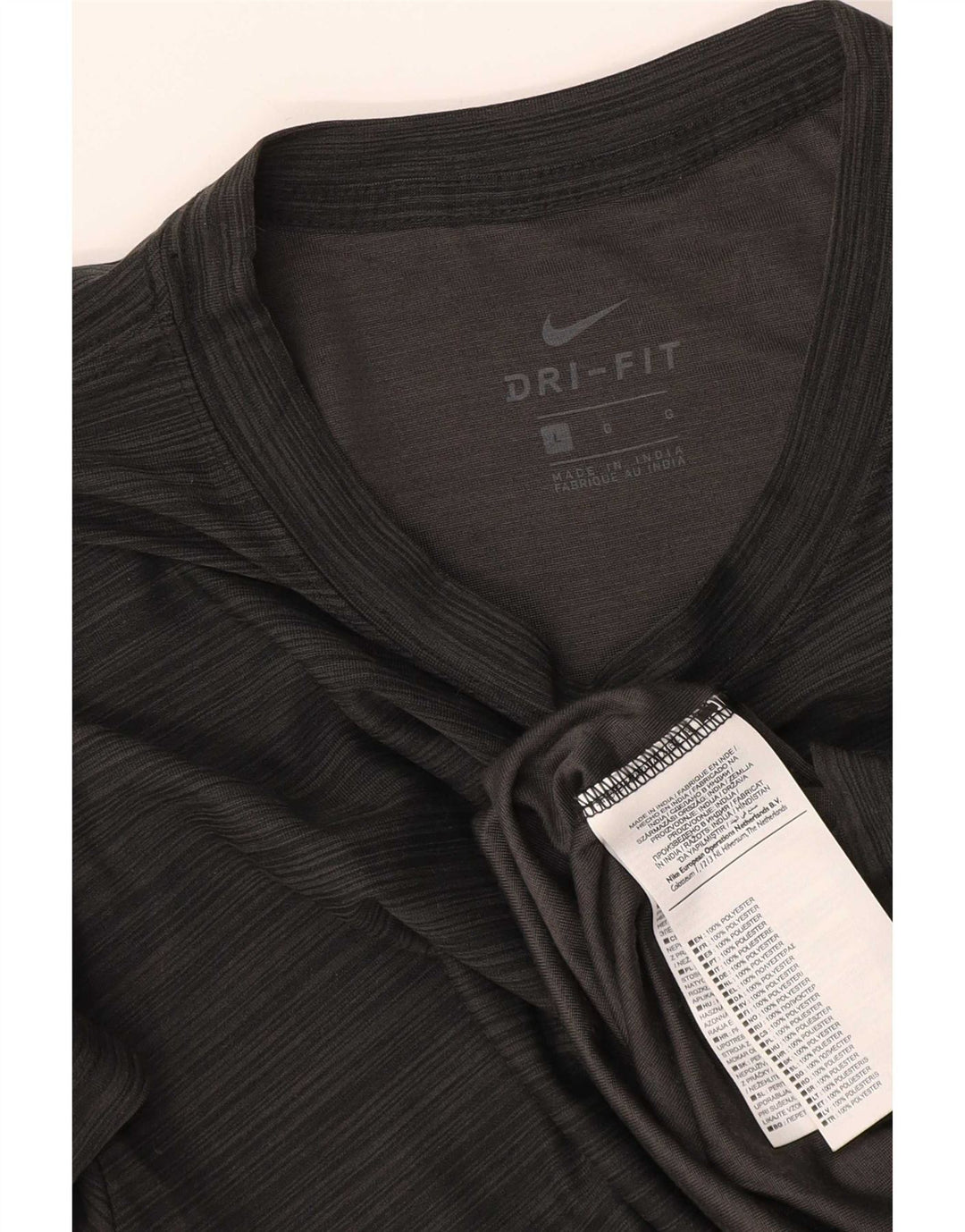 Camiseta masculina Nike Dri Fit grande poliéster listrado preto