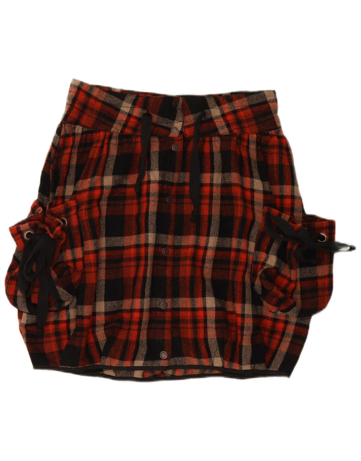 FORNARINA Saia feminina bolha grande W34 lã xadrez multicolorida