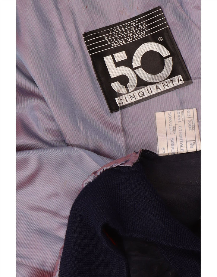 Jaqueta bomber masculina Cinquanta em camurça IT 48 couro azul marinho médio