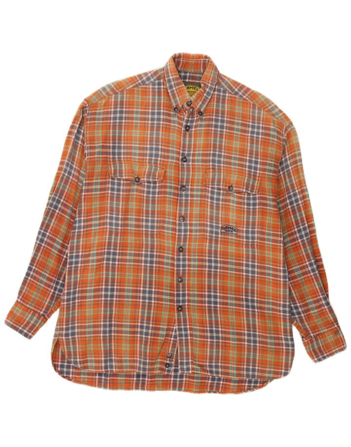 Camisa masculina de flanela Camel Active laranja médio xadrez
