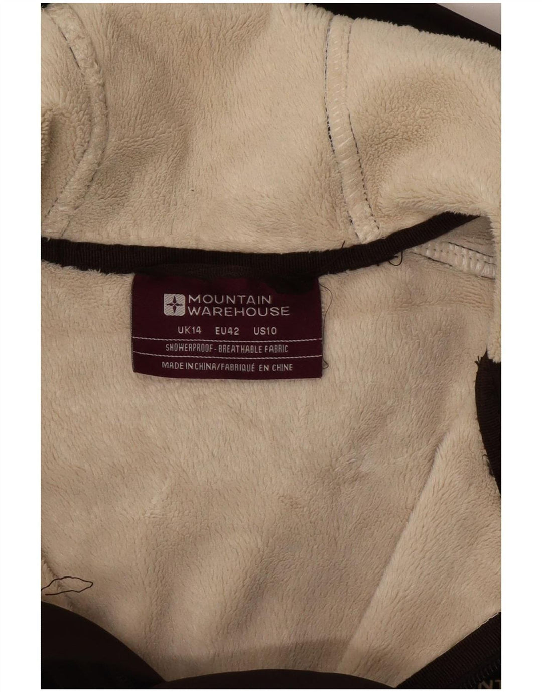Jaqueta corta-vento feminina com capuz Mountain Warehouse Reino Unido 14 grande marrom