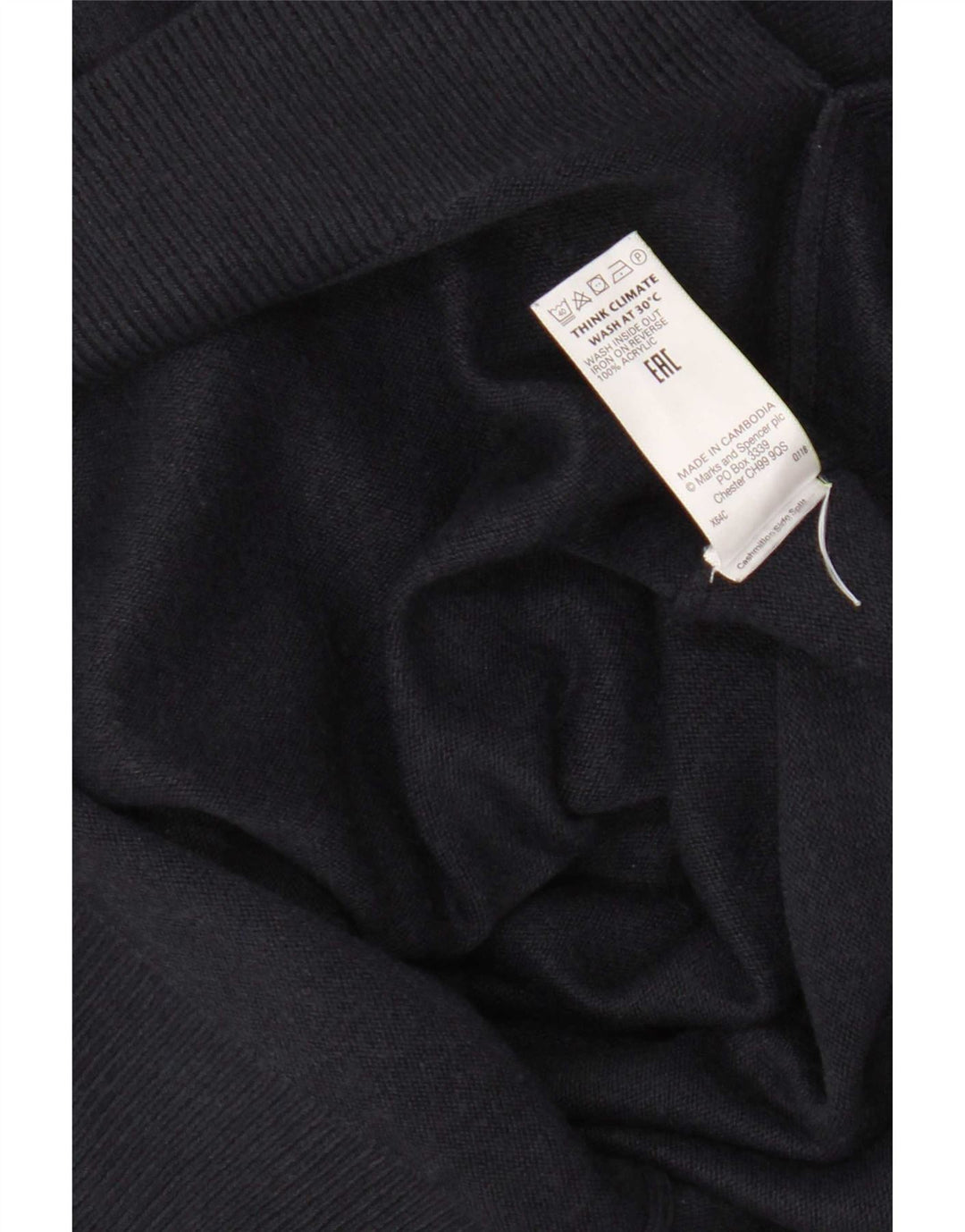 Suéter feminino Marks & Spencer com gola redonda Reino Unido 10 pequeno azul marinho