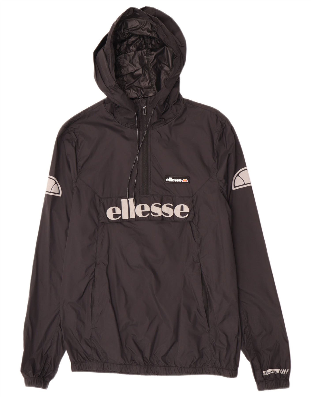 Ellesse Mens Hooded Anorak Rain Jacket UK 34 XS Poliamida Preta