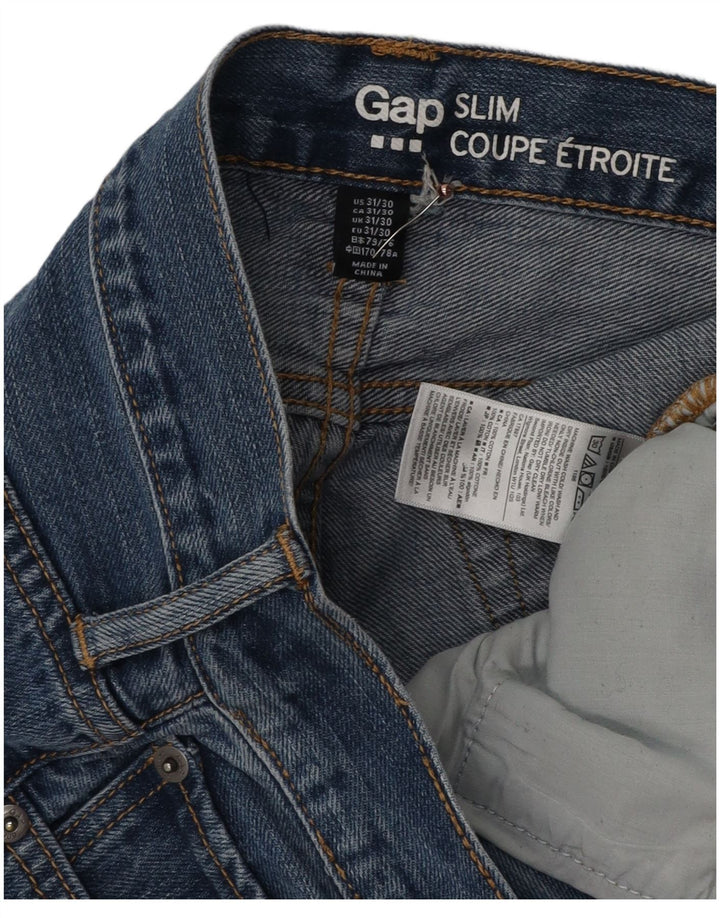 Gap Mens Slim Jeans W31 L30 Azul Algodão