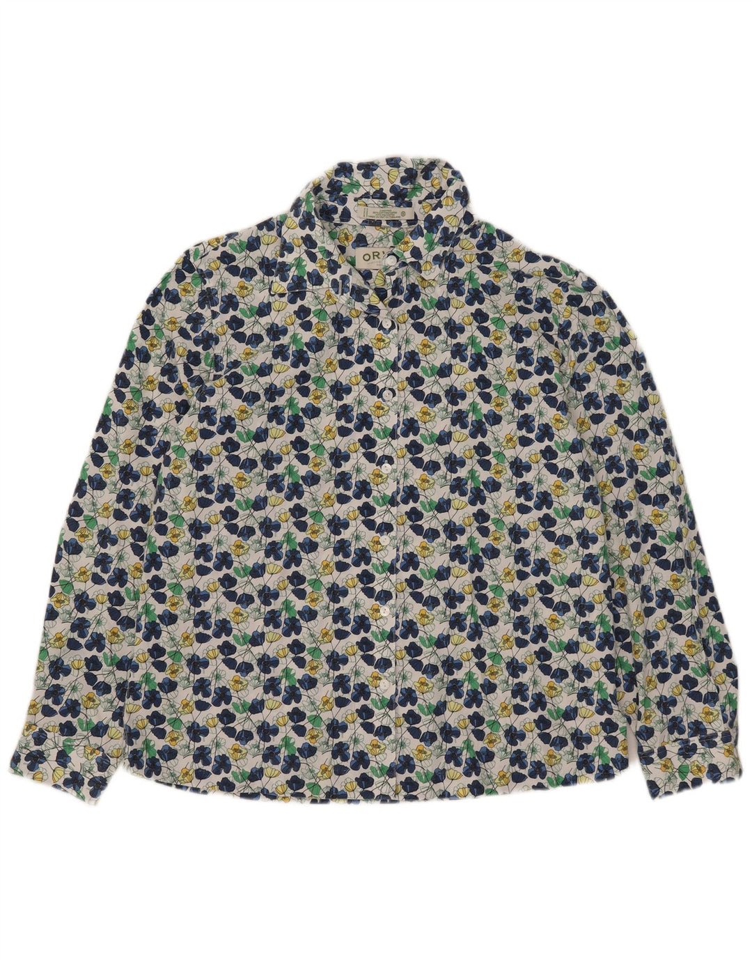Camisa feminina Orvis Reino Unido 16 grande algodão floral multicolorido