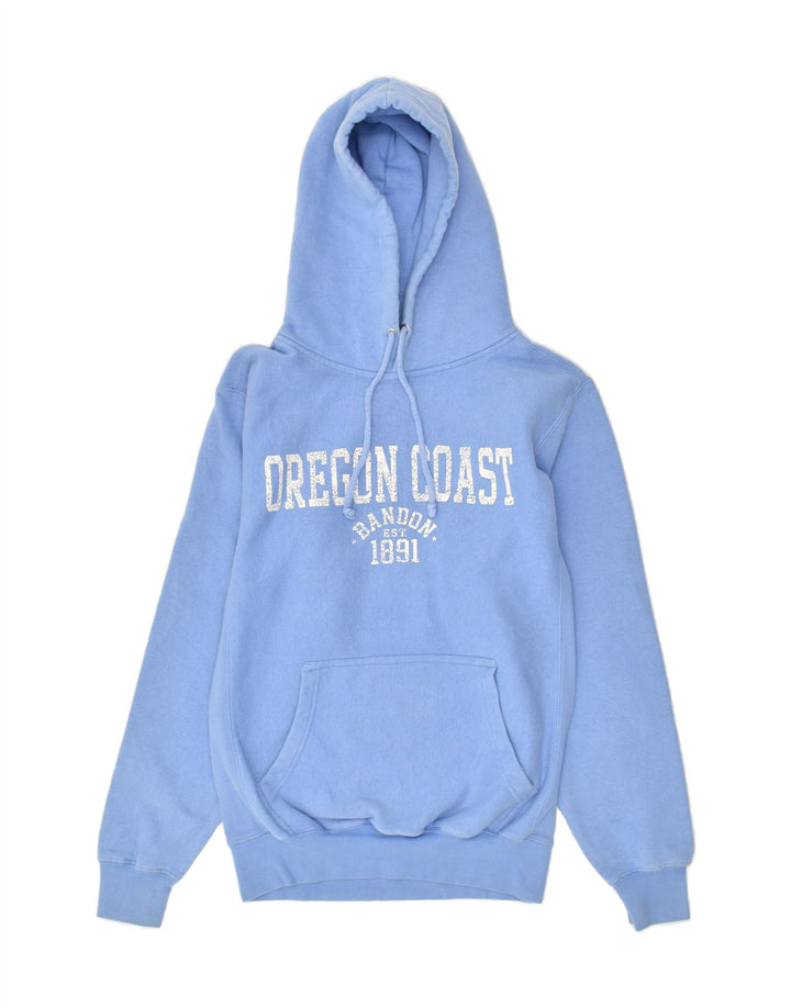 VINTAGE Mens Graphic Hoodie Jumper XS Blue Cotton Vintage Vintage and Second-Hand Vintage from Messina Hembry 