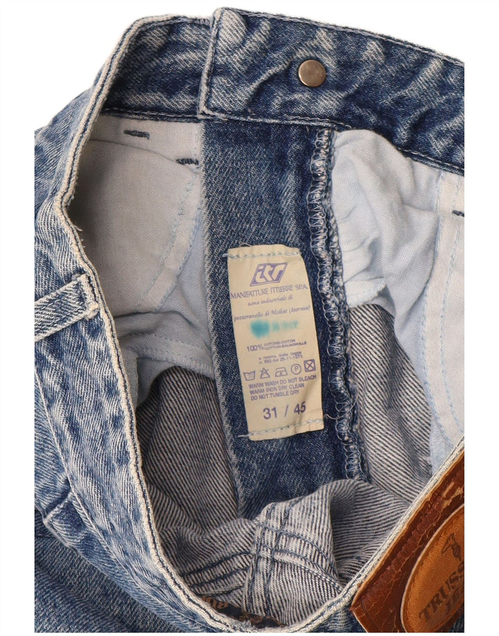Trussardi Calça jeans feminina cônica W31 L31 algodão azul